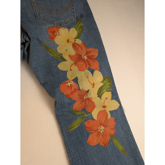 Upcycled womans Art jeans old Navy The Dreamer Hippie Boho Size 12 - Picture 9 of 11